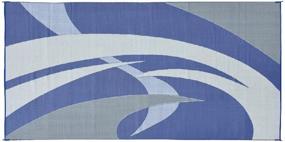 img 1 attached to Blue/Grey Reversible RV Patio Mat - 9-Feet x 18-Feet - Reversible Mats 159183