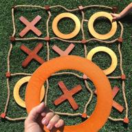 🎮 swooc games - all weather giant wooden tic tac toe game: 3ft x 3ft, big wood x & o pieces with rope game board логотип