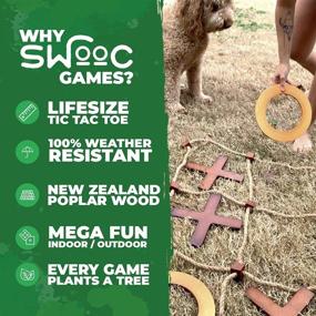 img 3 attached to 🎮 SWOOC Games - All Weather Giant Wooden Tic Tac Toe Game: 3ft x 3ft, Big Wood X & O Pieces with Rope Game Board