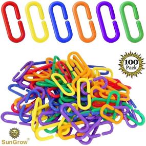 img 3 attached to SunGrow Plastic Chain Links, 1.4” x 0.5”, 6 Vibrant Colors, Interchangeable C-Clip Hooks, Pack of 100