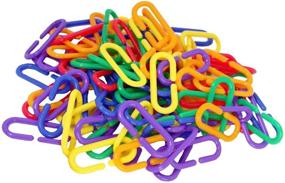 img 4 attached to SunGrow Plastic Chain Links, 1.4” x 0.5”, 6 Vibrant Colors, Interchangeable C-Clip Hooks, Pack of 100
