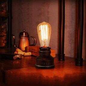 img 2 attached to XIHOME Vintage American Village Type Desk Light Creative Table Lamp - Metal Water Pipe Night Lights, Rustic Loft Industrial Steampunk Retro Base - E26 Holder Fitting Lighting Fixture with LED Edison Bulb