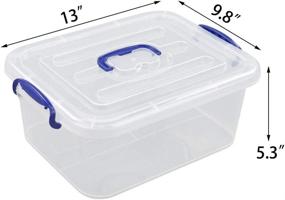 img 3 attached to 🗄️ Efficient Organization: Easymanie 8 Quart Clear Bins with Navy Blue Handle - Pack of 2