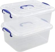 🗄️ efficient organization: easymanie 8 quart clear bins with navy blue handle - pack of 2 logo