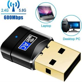 img 2 attached to 📶 High Gain Dual Band USB WiFi Adapter - 600Mbps Mini Network Dongle, No CD Driver Needed with Antenna for PC Laptop, Windows XP/Vista/7/8/10 Mac OS 10.6-10.15.3 Support