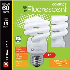 img 2 attached to 💡 Energy-Saving Compact Fluorescent Light Bulb, T2 Spiral CFL, Soft White 2700k, 13W (60 Watt Equivalent), 900 Lumens, E26 Medium Base, 120V, UL Listed - Pack of 4