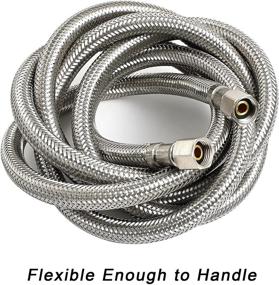 img 2 attached to 🚰 6-Foot Premium Braided Stainless Steel Ice Maker Water Supply Hose - Universal 1/4-Inch x 1/4-Inch Comp Connection, UPC Certified