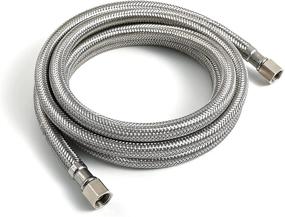 img 4 attached to 🚰 6-Foot Premium Braided Stainless Steel Ice Maker Water Supply Hose - Universal 1/4-Inch x 1/4-Inch Comp Connection, UPC Certified