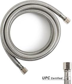 img 3 attached to 🚰 6-Foot Premium Braided Stainless Steel Ice Maker Water Supply Hose - Universal 1/4-Inch x 1/4-Inch Comp Connection, UPC Certified