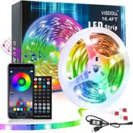 🌈 visdoll rgb led strip lights for bedroom, 16.4ft smart programmable ws2812b dream color pixels, individually addressable bluetooth tape light with app control, music sync and usb powered логотип