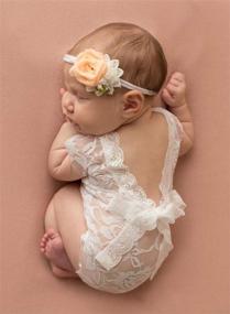 img 2 attached to 👶 Giggle Angel Newborn Cute Baby Girl Photography Prop Vest Onesie with Bowknot in White (Headband Excluded): Perfect for Adorable Shots!