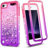 💖 ruky ipod touch 7th 6th 5th generation glitter full body case with built-in screen protector - bling liquid floating shockproof girls case for ipod touch 5 6 7, pink purple logo