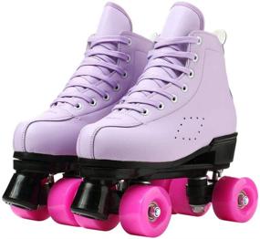 img 4 attached to 👟 XUDREZ Leather Roller Skates: Unisex High-Top Shoes with Classic Double-Row Design - Premium Roller Skates for Women and Men