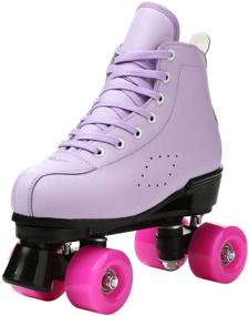 img 2 attached to 👟 XUDREZ Leather Roller Skates: Unisex High-Top Shoes with Classic Double-Row Design - Premium Roller Skates for Women and Men