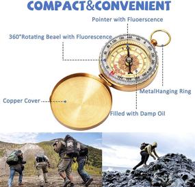 img 2 attached to Posinly Metal Pocket Compass for Kids - Camping Survival Compass for Hiking, Camping, Hunting, and Outdoor Military Navigation