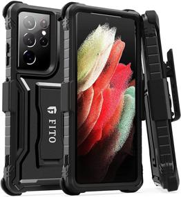 img 4 attached to FITO Holster Belt Clip for Samsung Galaxy S21 Ultra Case - Full Body Protection with 360 Degree Rotation, No Screen Protector Included