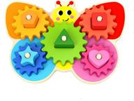 🧩 montessori wooden toys for 2 year old girls and boys - toddler puzzles shape sorting matching gear game - educational toys age 2-3 - develops fine motor skills and sensory awareness - toddler sensory toys for better learning logo