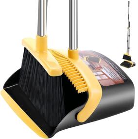 img 4 attached to 🪹 55.5" Long Handle Broom and Dustpan Set - Heavy Duty Cleaning for Indoor and Outdoor Use - Household Upright Combo for Sweeping Floors, Office, Lobby, and Garden