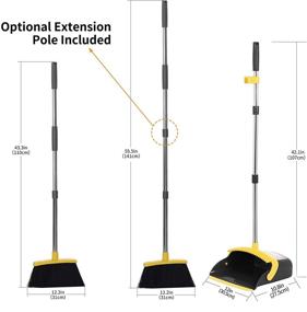 img 2 attached to 🪹 55.5" Long Handle Broom and Dustpan Set - Heavy Duty Cleaning for Indoor and Outdoor Use - Household Upright Combo for Sweeping Floors, Office, Lobby, and Garden