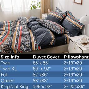 img 3 attached to 🛏️ FADFAY Premium Black Bedding Set Full - 100% Cotton Exotic Boho Duvet Cover Set - Aztec Comforter Cover in Bohemian Style - Super Soft Luxury Modern Bed Cover 3 Piece - No Comforter Included - Full Size