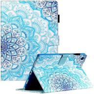 ipad mini case, ciaoye pu leather smart auto wake/sleep cover with 🌸 pencil holder standing protective case for ipad mini 7.9 inch - blue floral design logo