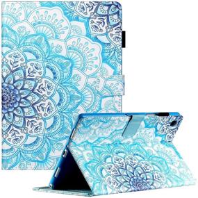 img 4 attached to iPad Mini Case, CIAOYE PU Leather Smart Auto Wake/Sleep Cover with 🌸 Pencil Holder Standing Protective Case for iPad Mini 7.9 inch - Blue Floral Design