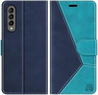 🔷 premium caislean galaxy z fold 3 wallet case | rfid blocking, card holder slots, luxury pu leather, magnetic closure | blue logo