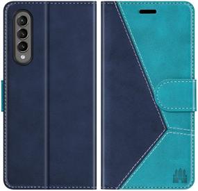 img 4 attached to 🔷 Premium Caislean Galaxy Z Fold 3 Wallet Case | RFID Blocking, Card Holder Slots, Luxury PU Leather, Magnetic Closure | Blue