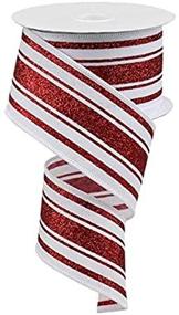 img 1 attached to Christmas Farmhouse Stripe Glitter Ribbon