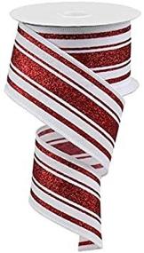 img 2 attached to Christmas Farmhouse Stripe Glitter Ribbon