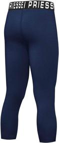 img 3 attached to PRIESSEI Boys Compression Pants: Youth Basketball Tights and 3/4 Baseball Pants