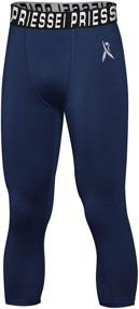 img 4 attached to PRIESSEI Boys Compression Pants: Youth Basketball Tights and 3/4 Baseball Pants