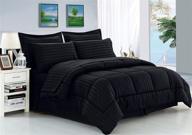 elegant comfort wrinkle resistant - silky soft dobby stripe bed-in-a-bag 8-piece comforter set - full/queen, black: luxurious black bedding set for full/queen size beds logo