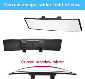 img 2 attached to 🔍 12-Inch Panoramic HD Anti-Glare Wide Angle Curve Rearview Mirror – Universal Clip-On for Vehicles, Enhances Visibility and Reduces Blind Spots