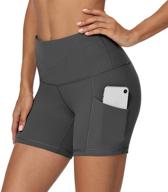 🩳 lingswallow women's biker shorts with pockets - high waist compression yoga workout running shorts 8"/4" length логотип