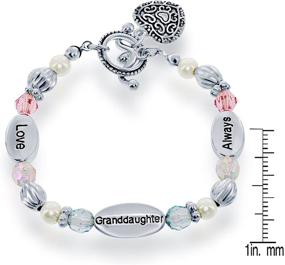 img 3 attached to 💖 Sentimental Stretch Heart Charm Bracelet: A Perfect Granddaughter Gift with 'Love Granddaughter Always' Silvertone Beads & Synthetic Pearls