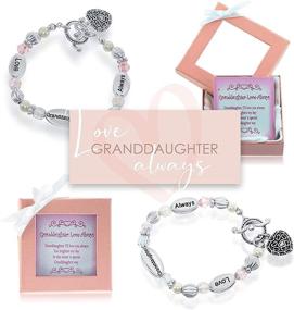 img 1 attached to 💖 Sentimental Stretch Heart Charm Bracelet: A Perfect Granddaughter Gift with 'Love Granddaughter Always' Silvertone Beads & Synthetic Pearls