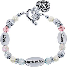 img 4 attached to 💖 Sentimental Stretch Heart Charm Bracelet: A Perfect Granddaughter Gift with 'Love Granddaughter Always' Silvertone Beads & Synthetic Pearls