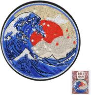 bright patch: great wave off kanagawa embroidered applique badge - iron on & sew on emblem logo