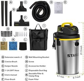 img 1 attached to 🧹 Stanley 4.5 Gallon Stainless Steel Tank Wet/Dry Hanging Vacuum with 4 Horsepower