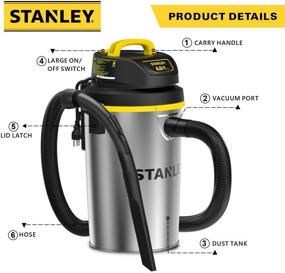 img 2 attached to 🧹 Stanley 4.5 Gallon Stainless Steel Tank Wet/Dry Hanging Vacuum with 4 Horsepower