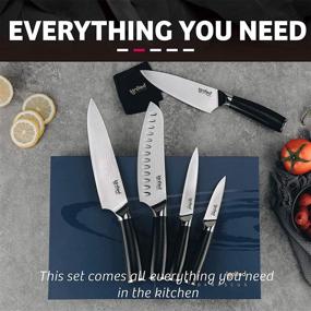 img 2 attached to 🔪 Ignited 5-Piece Kitchen Chef Knives Set: Ergonomic, Modern Design with Gift-Ready Package - Enhance Your Culinary Skills!