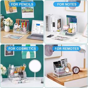 img 1 attached to 📏 Upgraded Clear Acrylic Desk Organizer with Drawer - Desk Caddy Storage, Pen Holder, and Accessories - All-in-One Desktop Organizer for Office, College, Art Supplies, and More