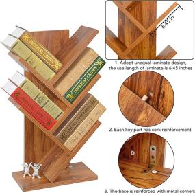 img 1 attached to Brown 4-Tier Tree Bookshelf: Floor Standing Book Storage Organizer Shelves for Office, Home, School - Wood Bookcase Rack for Displaying Cd/Magazines/Books