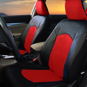 img 3 attached to 🔴 Red Full Perforated Leatherette Seat Covers by FH Group - PU008RED115