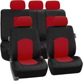 img 4 attached to 🔴 Red Full Perforated Leatherette Seat Covers by FH Group - PU008RED115