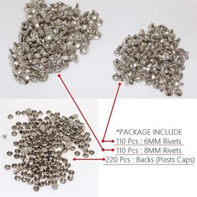 img 2 attached to 220 Pcs Crystal Rhinestone Diamond Rapid Rivets Studs Silver Plated 6MM, 💎 8MM for Leather Gem Craft Jacket Boots Jeans Belt - Ideal for Crystal Embellishment