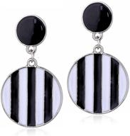 💃 andpai bohemian black white striped dangle drop earrings: retro cute geometry jewelry for women and girls logo