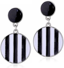 img 4 attached to 💃 ANDPAI Bohemian Black White Striped Dangle Drop Earrings: Retro Cute Geometry Jewelry for Women and Girls