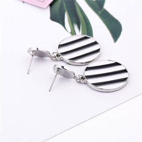 img 2 attached to 💃 ANDPAI Bohemian Black White Striped Dangle Drop Earrings: Retro Cute Geometry Jewelry for Women and Girls